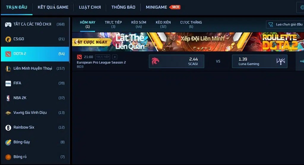 Những trò chơi có tại sảnh TFGaming Esports FB68