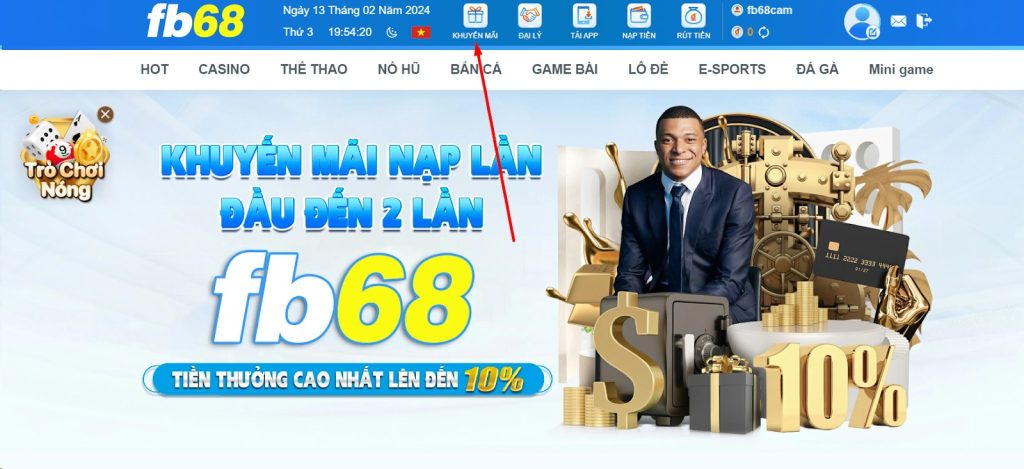 Những khuyến mãi FB68 mới nhất 2024